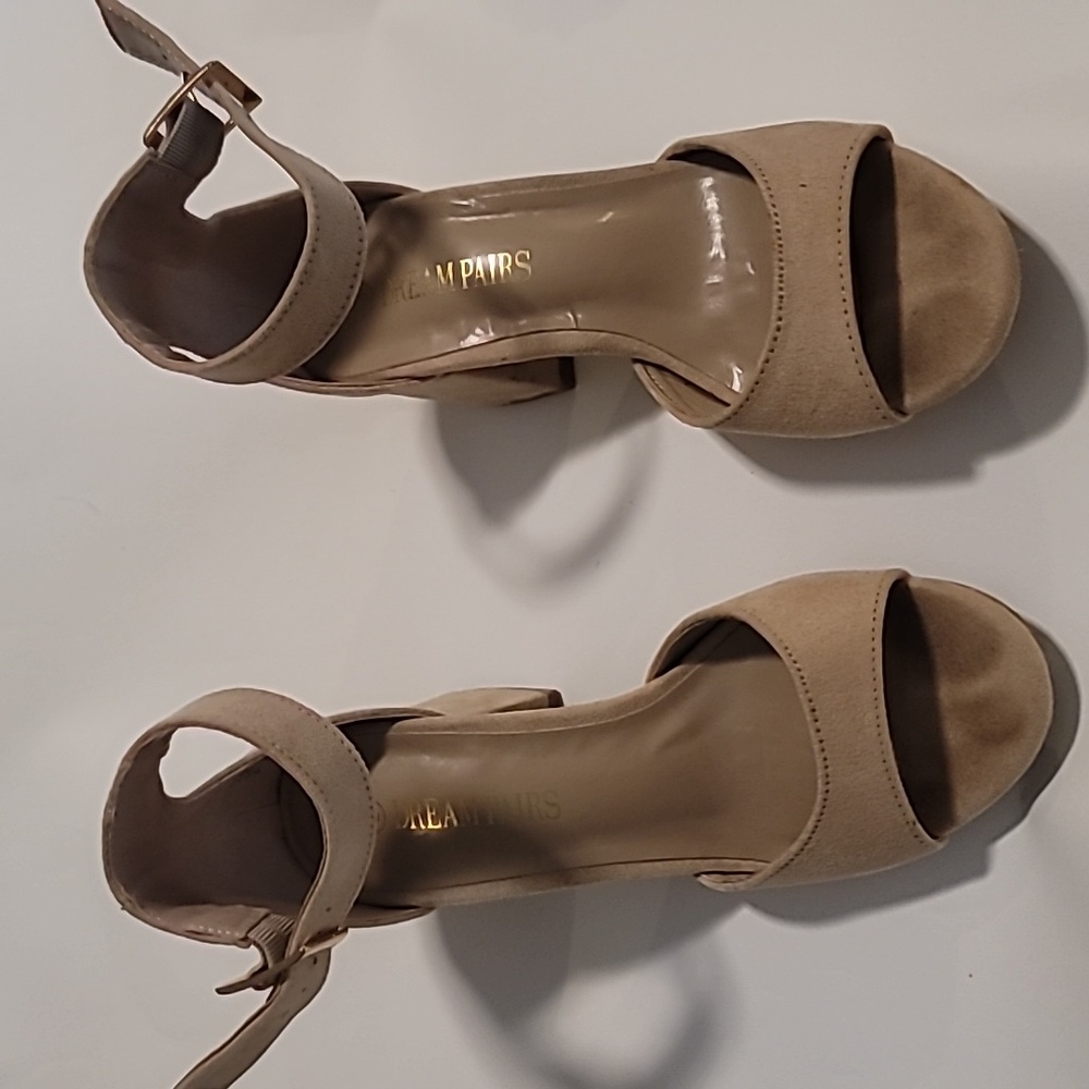 Nude suede heels